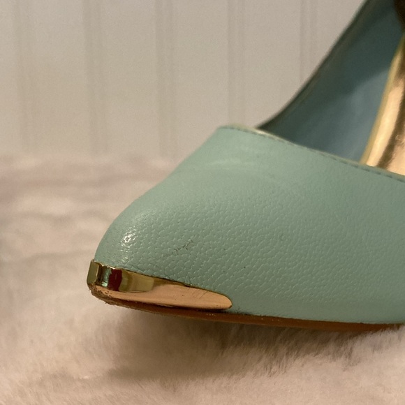 Ted Baker London Mitila Mint Green Leather Heels Size 37.5 - Picture 3 of 10